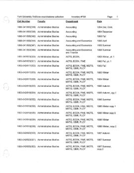 York University Archives examinations collection