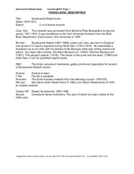 Sacheverell Sitwell fonds